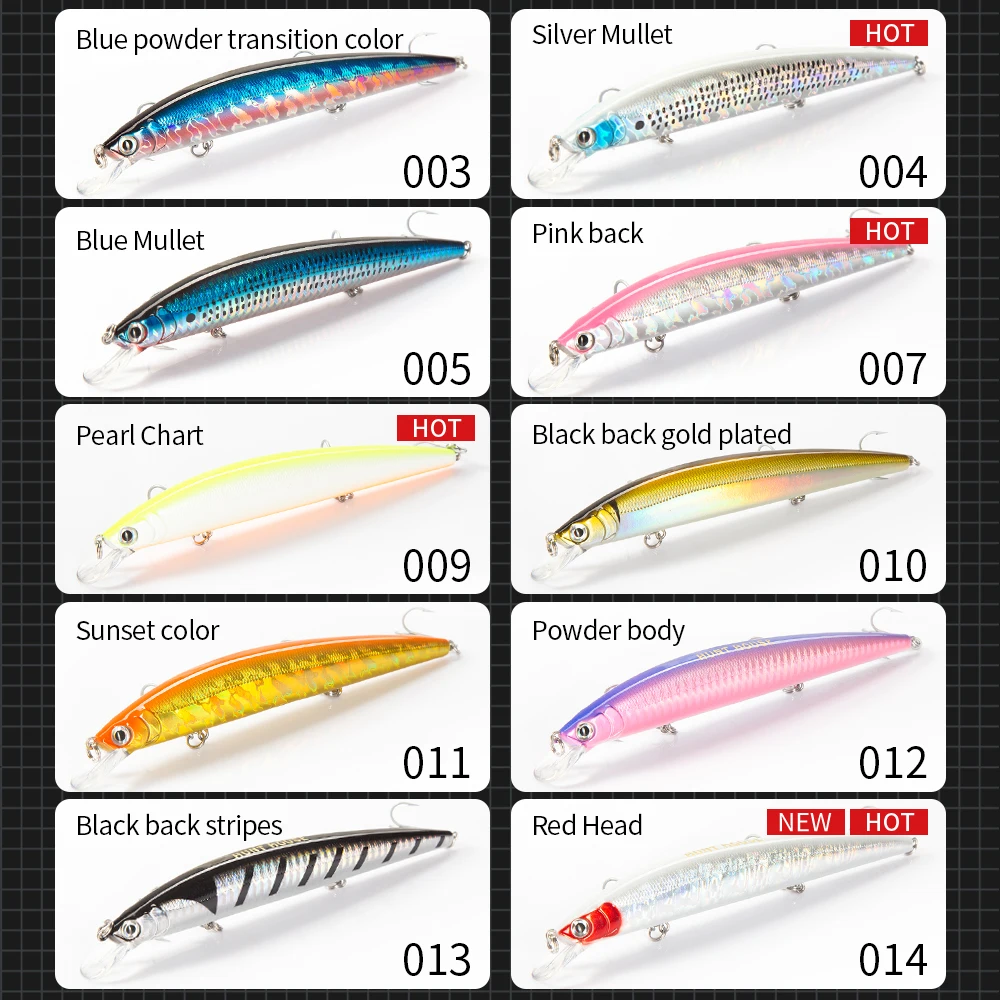 Hunthouse Fishing Tide Slim Minnow Lure Floating 148mm 22.8g isca Sea Bass Wobblers Hard Bait leurre brochet For Fishing