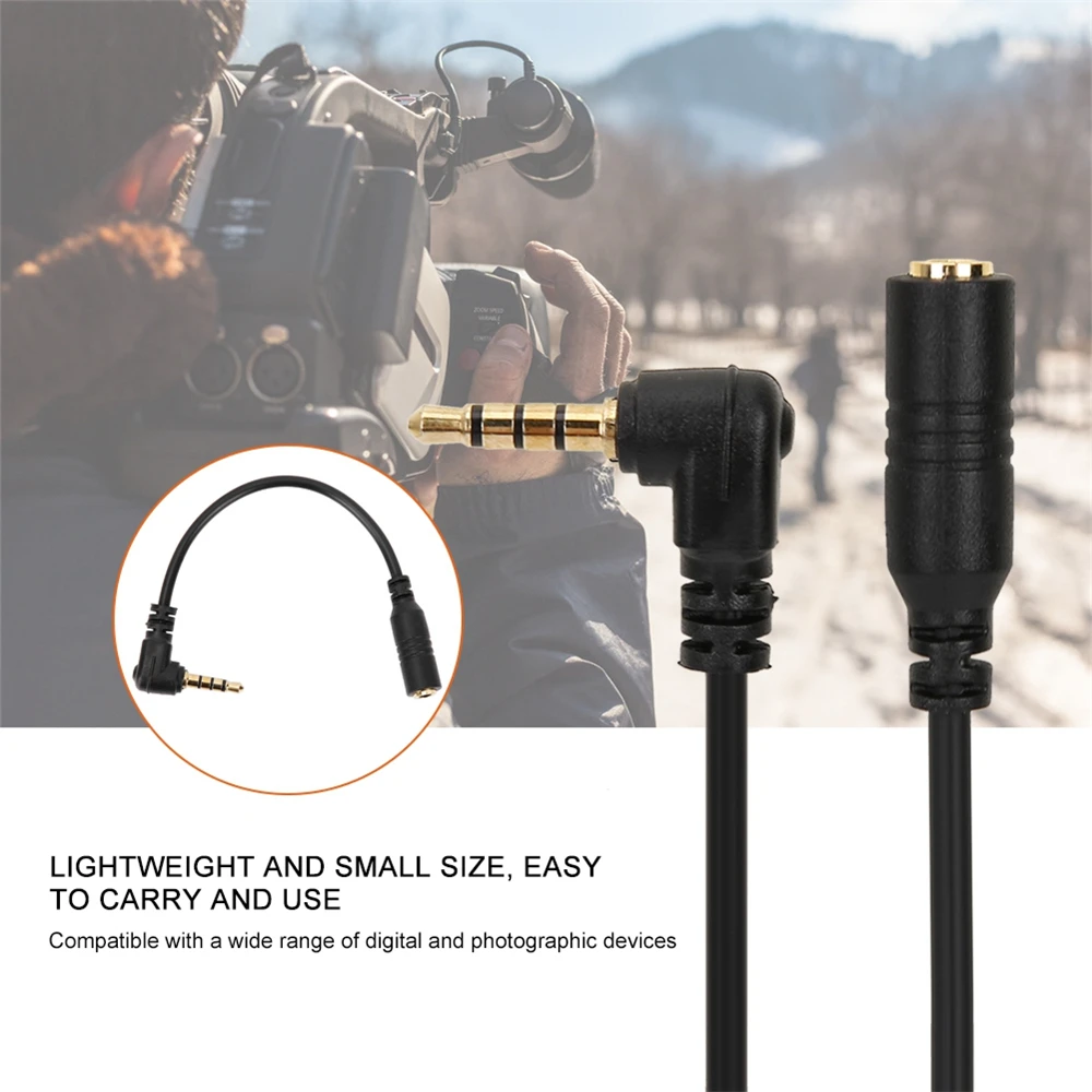 10cm 90 Degree Right Angle 4 Pole TRRS 3.5mm Aux Audio Cable Extender Adapter M/F 3.5mm for PC OR Mic-earphone