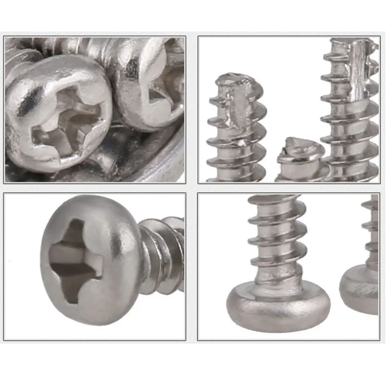 M2 M2.3 M2.6 M3 Phillips Pan/Round Head Self-tapping Screws stainless steel Thread Cutting Screw Bolts