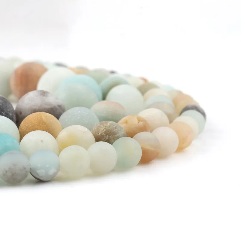 Natural Matte Colorful Amazonite Stone Beads Round Loose Spacer Beads For Jewelry Making Diy Bracelet 15\