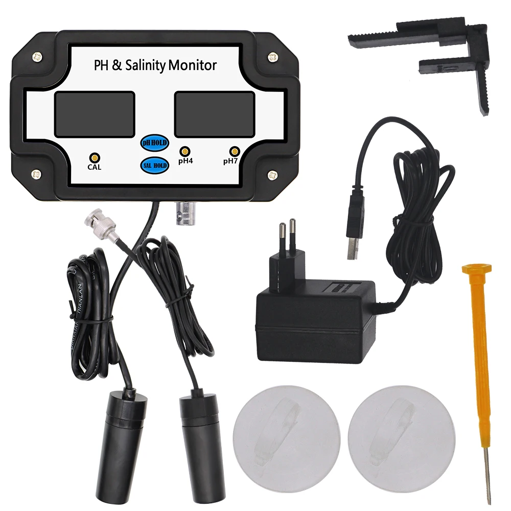 

2 in 1 PH Salinity Monitor PH Salinity Meter for Aquarium Pool Spa Seawater Horticultural Water Quality Tester