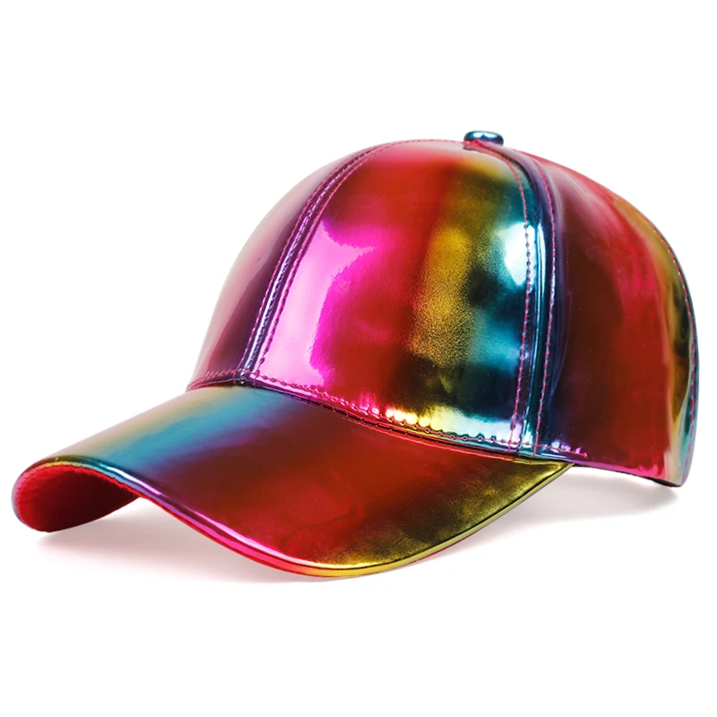 2024 New Fashion rainbow color discoloration cap leather baseball cap hip-hop Snapback Hats Adjustable dad hats