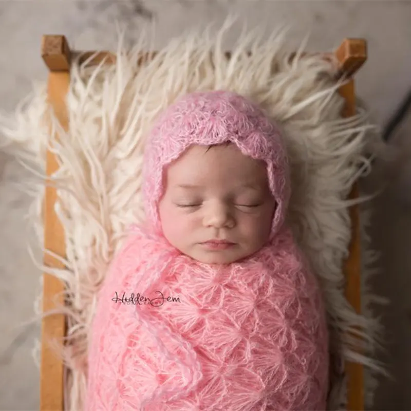 Newborn hat photography props,baby mohair shell pattern bonnet for photography props