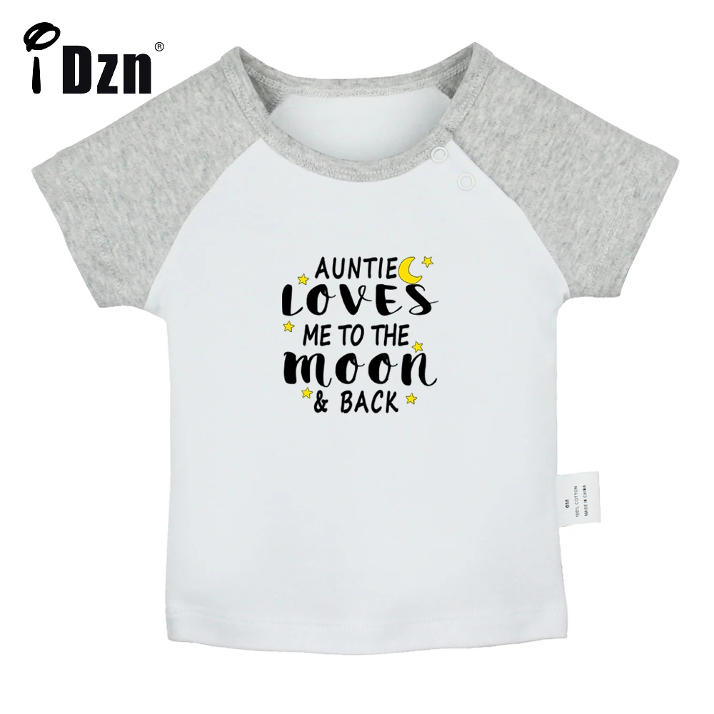 

My Auntie Loves Me To The Moon and Back Fun Art Printed Baby Boys T-shirts Cute Baby Girls Short Sleeves T shirt Newborn Tops