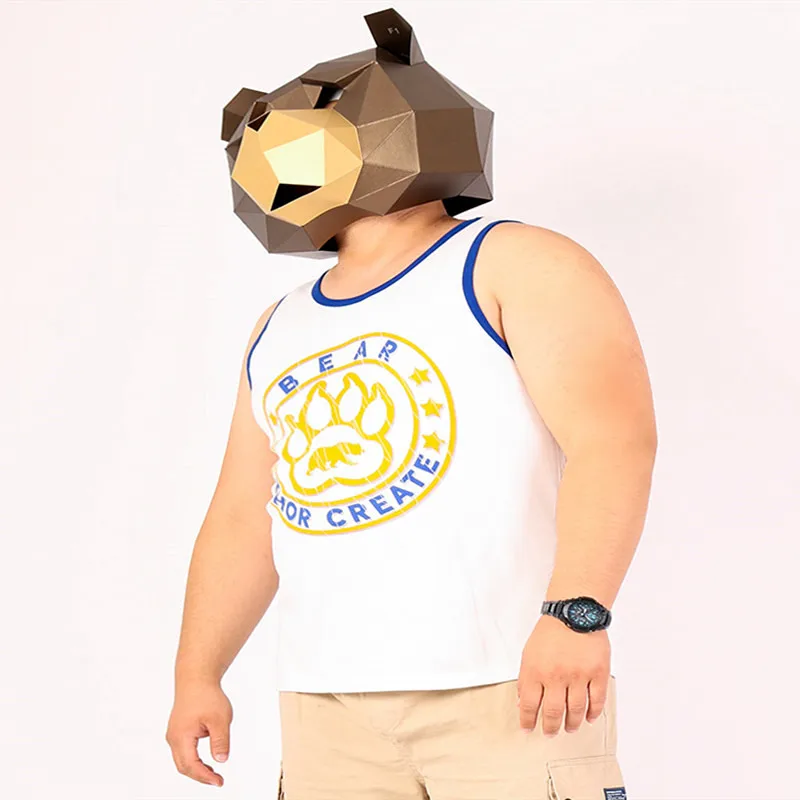 Cute Bear Claw Paw Tank Tops, Men's Plus Size Cotton Undershirt, Gay Bear Male Vest, XL 2XL 3XL 4XL 5XL