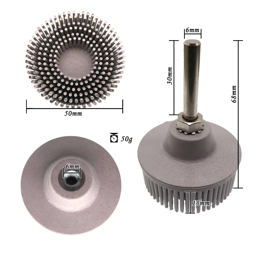 2 Inch Bristle Disc Rubber Abrasive Brush Polishing Wheel with 1/4 Inch Shank Attachment, Gasket Coating Removal Disc for Metal