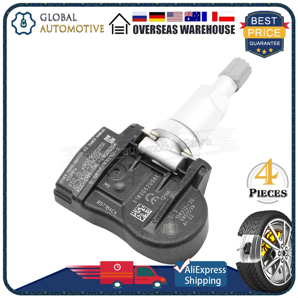 Sensor tpms monitor de pressão do pneu 433mhz 6855539, 4 unidades, para bmw 1 2 3 4 séries f20 f22 f34 f80 m3 i3 i8 x1 x2 x5 x6. 36106881890