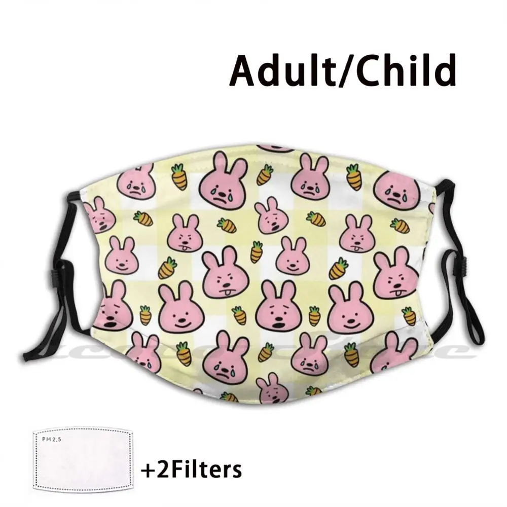 

Moody Bunny Mask Cloth Reusable Print Filter Washable Bunny Art Rabbit Bunny Art Rabbit Art Animal Art Gingham Animal