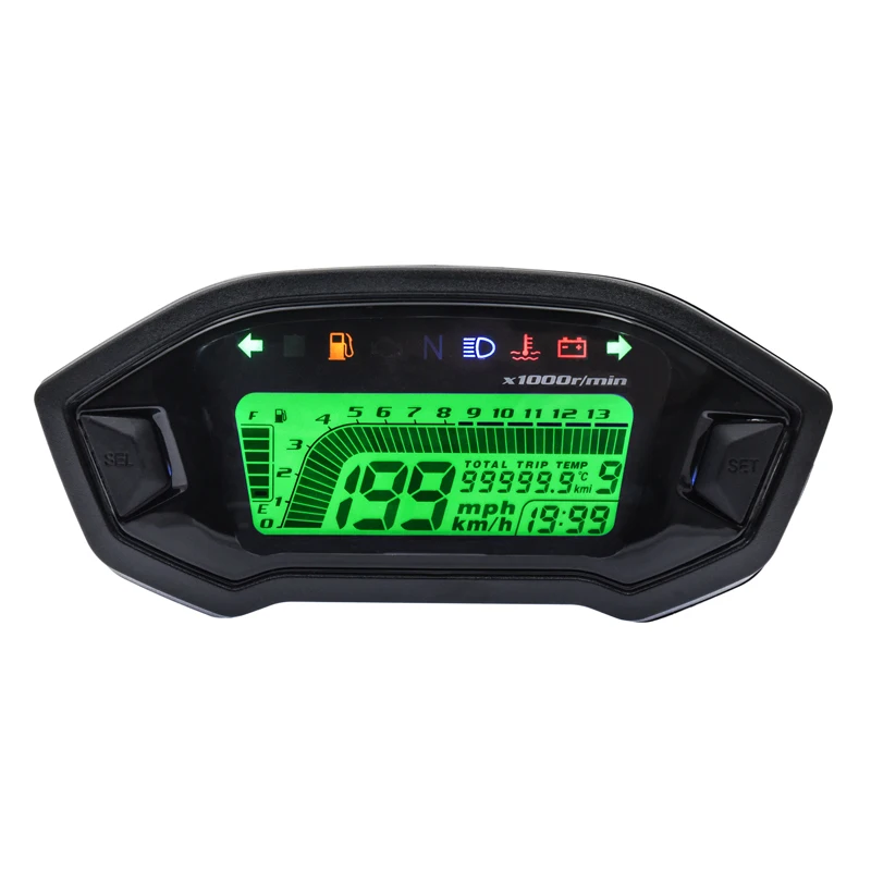 2021 New Digital Speedometer Tachometer Voltmeter Water Temp Fuel Level Tacho Gauge For Motorcycle Speed Meter Odometer