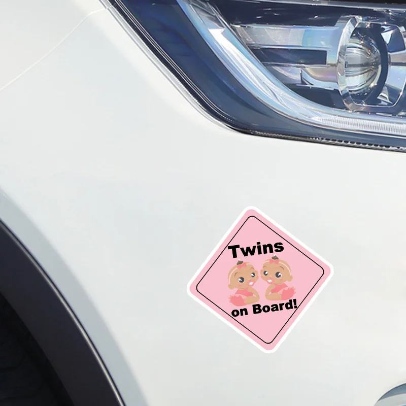 Fuzhen Boutique Decals Exterior Accessories Cartoon Twins Car Sticker Baby on Board Safety Caution Sign Vinyl Decal