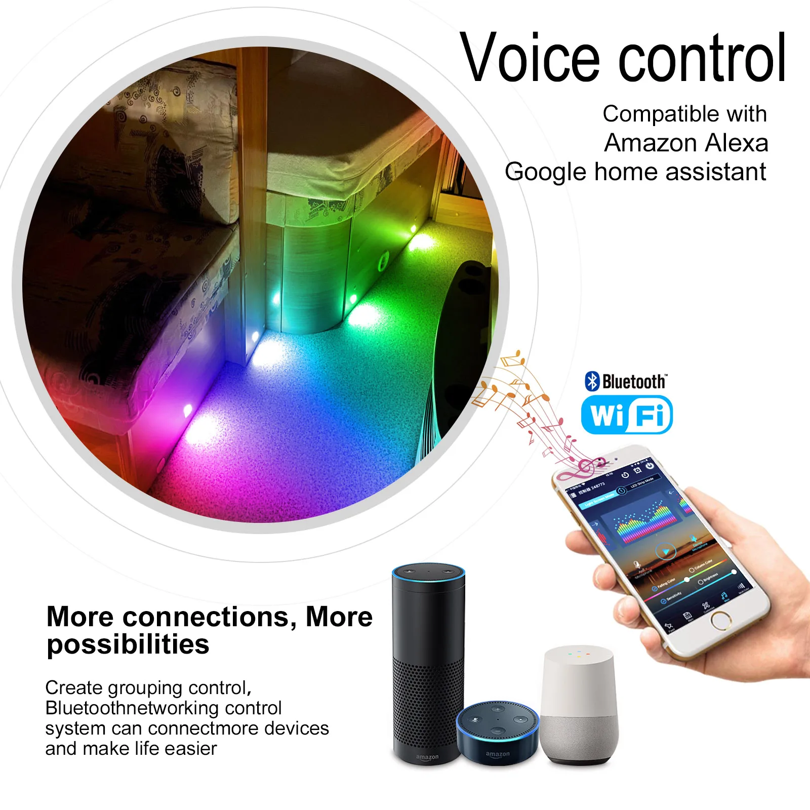 FVTLED WIFI Underground LED Lights 45mm RGB Symphony Outdoor Deck Lights Yard Pathway Lamp Voice Control With Alexa Google Home