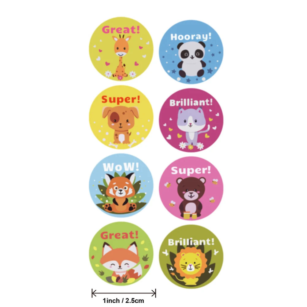 50-500 Pcs Zoo Animals Cartoon Stickers For Kids Classic Toys Sticker School Teacher Reward Sticker 8 Designs Pattern Lion