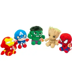 Nuevo juguete de peluche Ty de ojos grandes de 6 pulgadas y 15 cm, Spider Man, Iron Man, colección de pantera Groot, muñeca para niño y niña, regalo de cumpleaños y Halloween