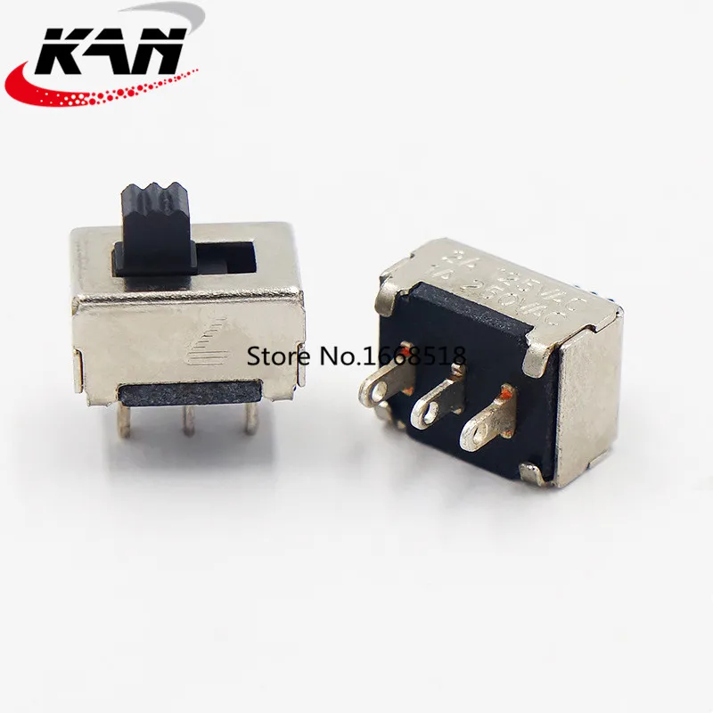 50pcs SS-12E05（1P2T） Handle height 5mm Single row three pin 2-gear vertical toggle switch 8 * 9.7 single pole double throw