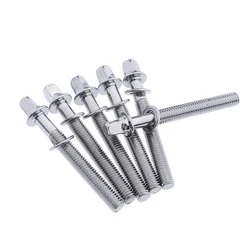 35mm 40mm 45mm 50mm Imperial 7/32 Drum Tension Rod with Washers Drum Screws Tom Drum Hoop Bass Drum Hardware Silver Color 24pcs