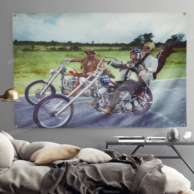Easy Rider Colorful Motorcyclist Poster Flag Freedom Banner Home Decoration Hanging Flag 4 Gromments In Corners 3*5FT 90*150CM