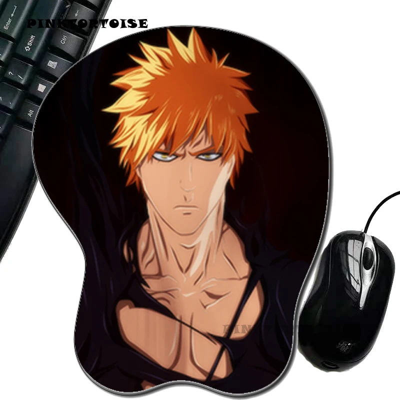 PINKTORTOISE mousepad kurosaki ichig Anime BLEACH environmental Silicon anime 3D mousepad chest Mouse Pad Ergonomic MousePad mat