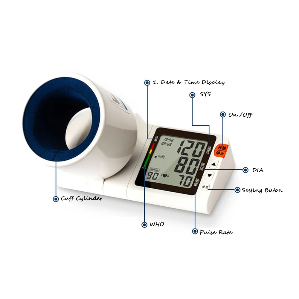 Wearable Portable heart rate and smart watch blood pressure monitor arm through cuff cylinder