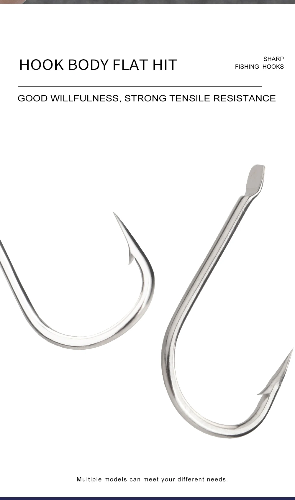 FTK Abgeflacht Runde Gebogen Haken 100 teile/los Size1 #-Size10 # Angelhaken High Carbon Stahl Angelhaken Für Angeln – Detail 5