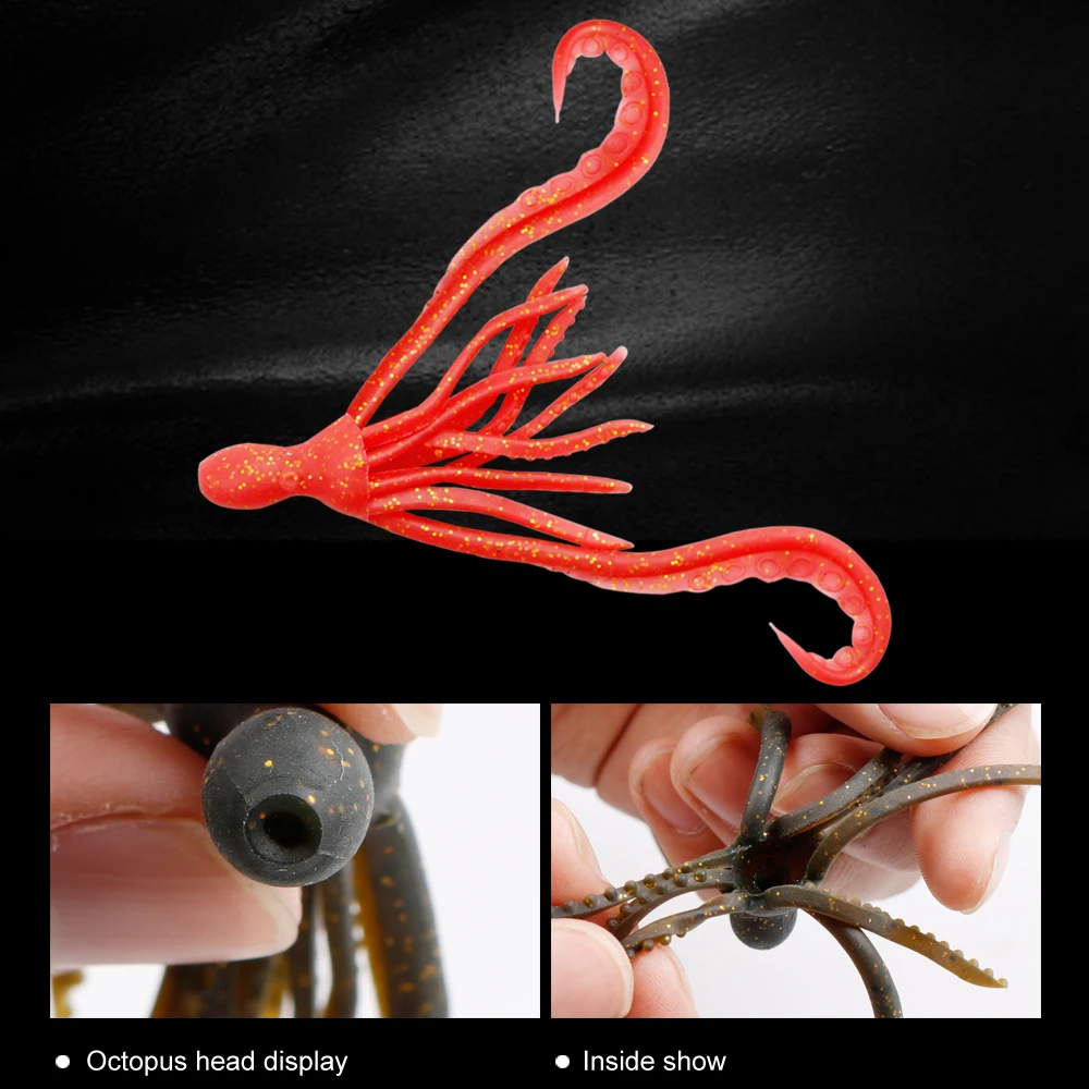 LUSHAZER 4pcs/Lot Fishing Soft Lure 3.5g Octopus Squid Bait TPR Material Pesca Wobb Artificial luresler Fishing Tackle floating