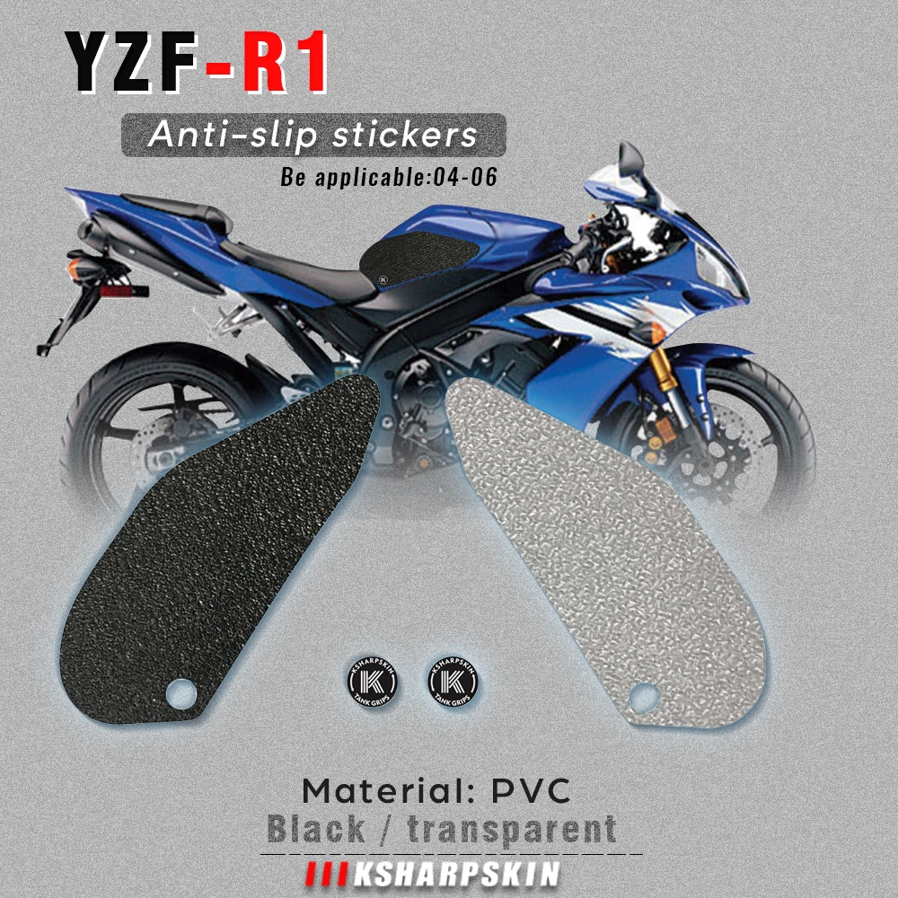 

Motorcycle protection pad tank grip fuel tank pad sticker gasoline knee traction side Non-slip decals for YAMAHA YZF-R1 04-06