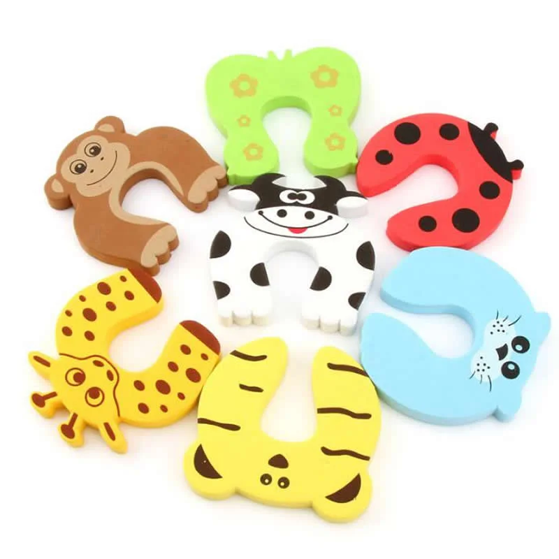 5 pc/set bebê silicone segurança porta plug cruzamento decoração cuidados com animais dos desenhos animados jammer proteção para crianças anti-beliscar