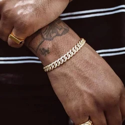2025 New 6.5mm Gold Silver Color Iced Out Crystal Miami Cuban Chain Bracelet AAA CZ Cuban Bracelet Rock Women Men Hiphop Jewelry