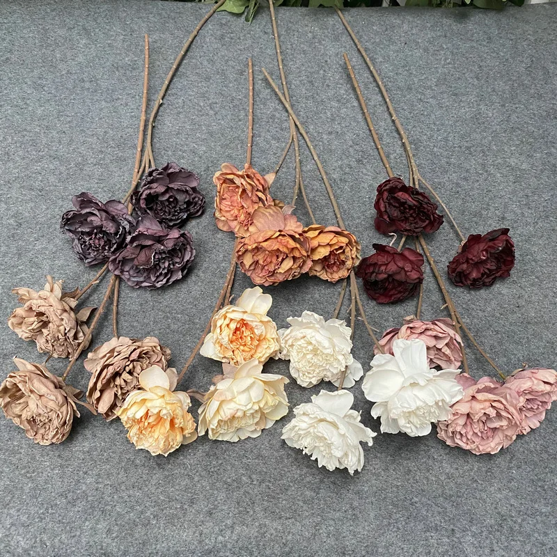 70cm dia 10cm 3Heads/branch simulated dried peonies  dried flowers  artifical flowers  home decore  office decor