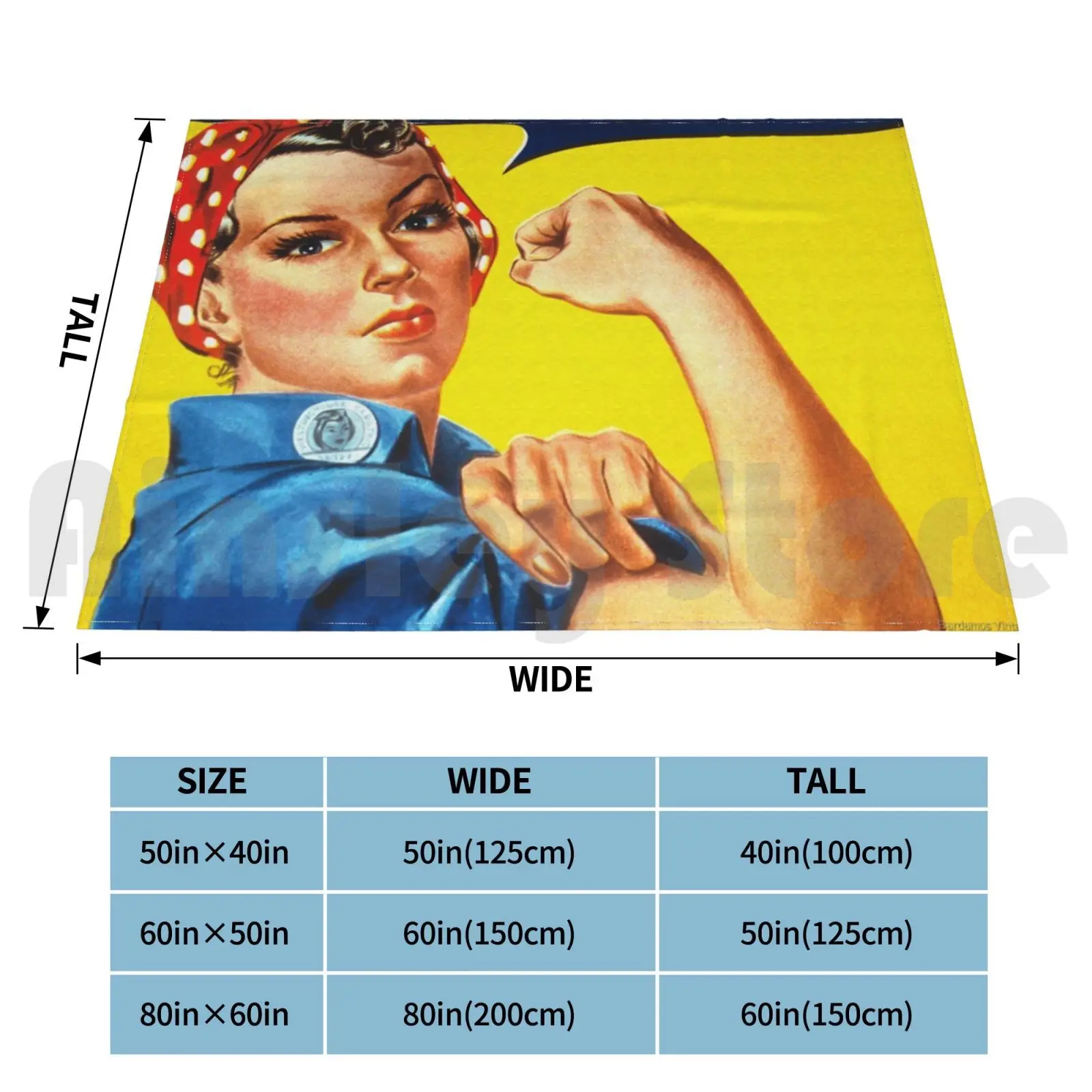 Rosie The Riveter Blanket Super Soft Warm Light Thin Feminism Feminist Art Feminist Vintage Vintage Rosie The Riveter Ww2