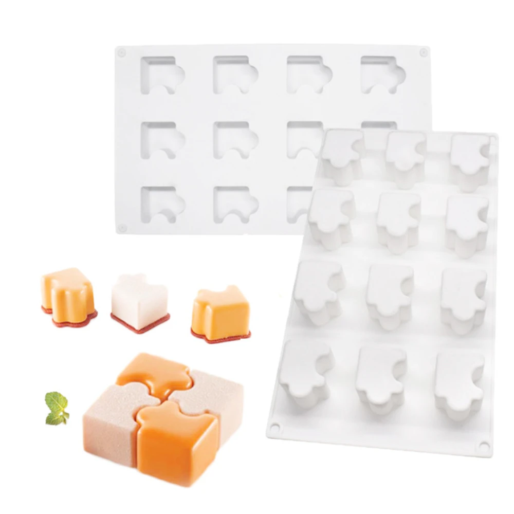 

12 Cavity Jigsaw Puzzle Silicone Mousse Cake Mold French Dessert Chocolate Mould DIY Decoration Cake Tools