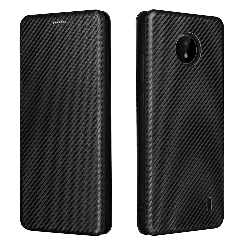 For Nokia C10 C20 Case Luxury Flip Carbon Fiber Skin Magnetic Adsorption Case For Nokia C 10 C 20 NokiaC10 NokiaC20 Phone Bags view 3