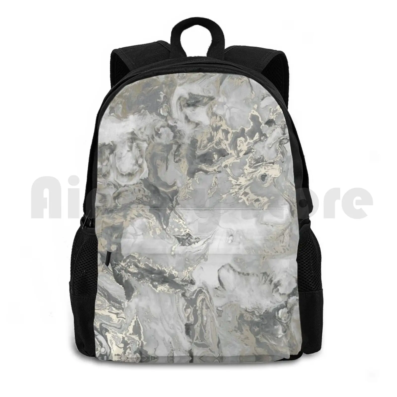 Marble Gray Silver Gold Outdoor Hiking Backpack Riding Climbing Sports Bag Marble Gray Marble Marble Shell Popular Trend