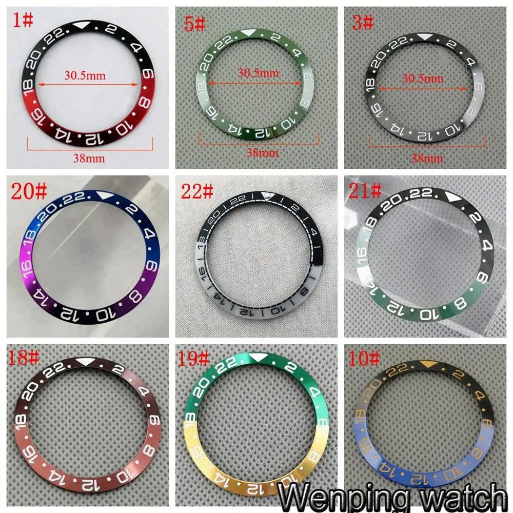 New 38mm high quality GMT ceramic/titanium bezel Insert fit 40mm watch case mens GMT watch bezel