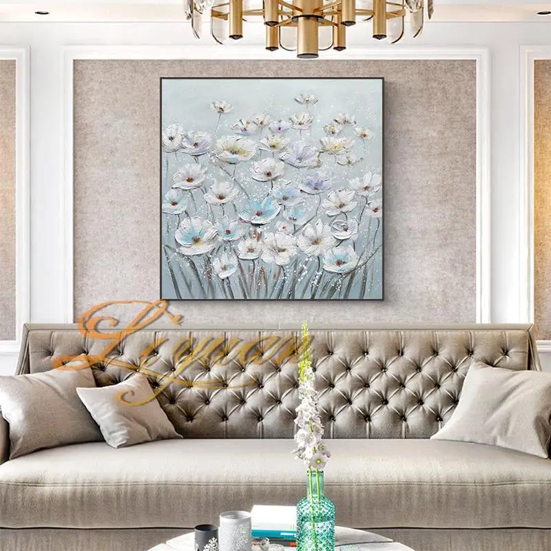 

100% Hand-painted Palette Knife Flowers Picture Abstract Thick Acrylic Oil Painting No Frame Dropshipping Wall Canvas Art