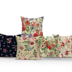 Floral Plants Cushion Cover Flowers Leaves Throw Pillow Covers for Sofa Car Home Decoration Rose Flowers Pillowcases