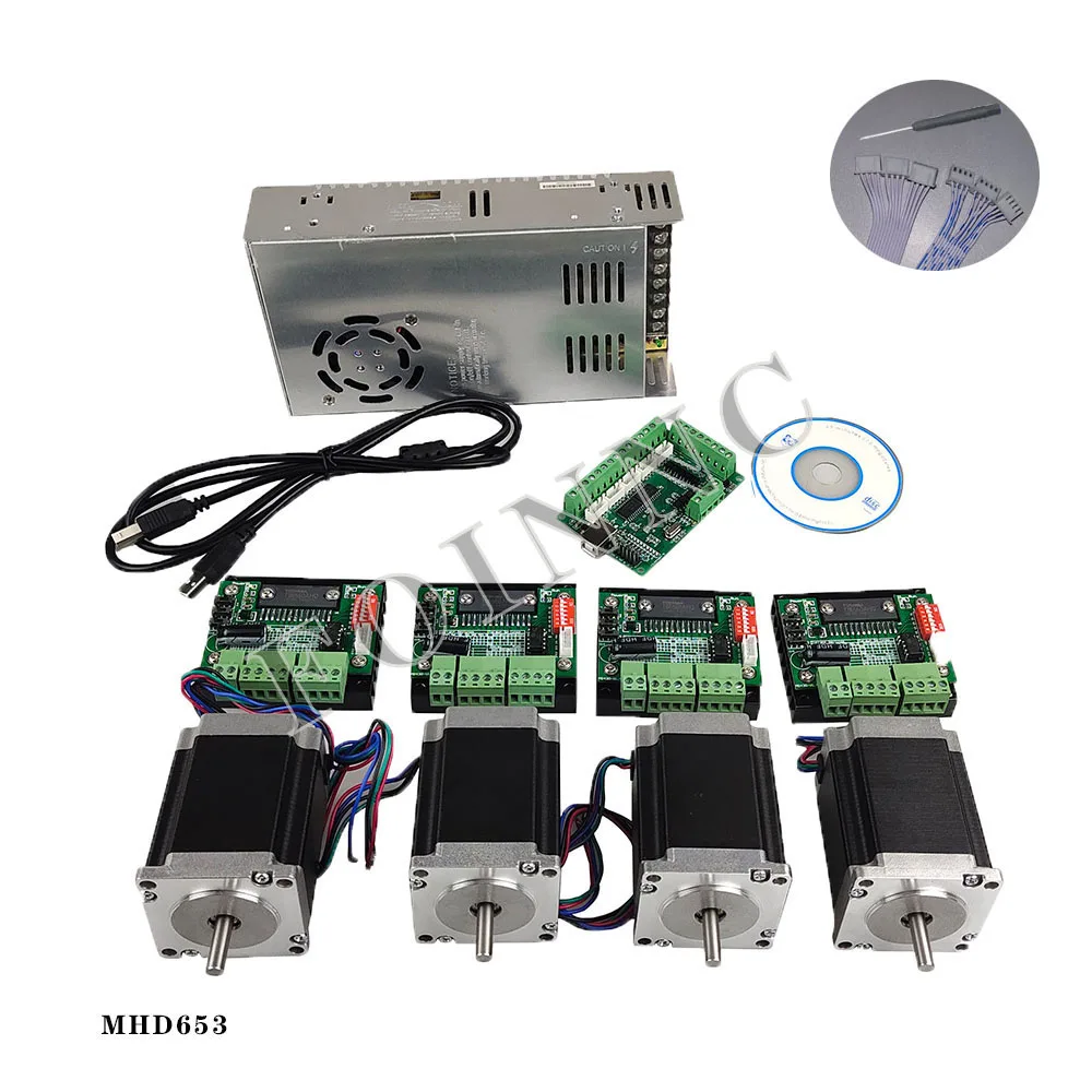 Kit router di controllo numerico computerizzato, 4 assi, scheda di interfaccia driver motore passo-passo TB6560 4 motori oz-in Nema23 270 p