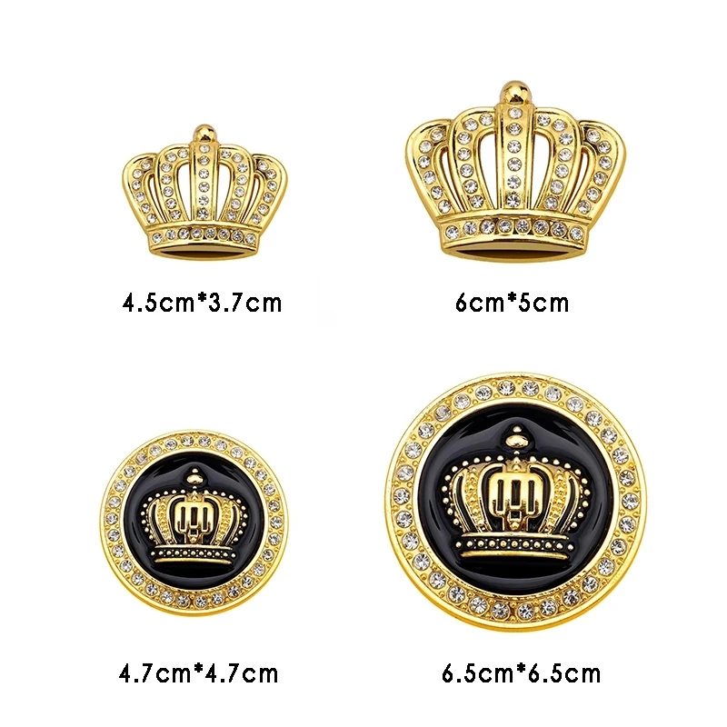 1 Pcs Golden Silver Fashion 3D Diamond Crystal Crown Car Sticker Metal Side Emblem Badge Car Body Decoration Styling Accessories