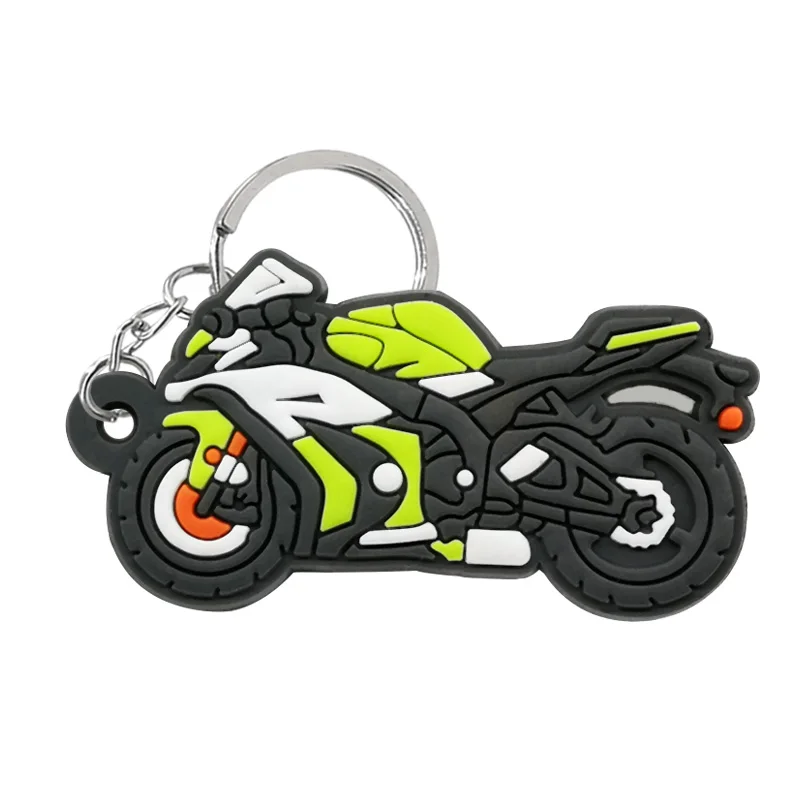 1PCS PVC Keychain Cartoon motorcycle Keyring fashion Pendant fit men women key chains accessories Jewelry Decoration Kids Gifts