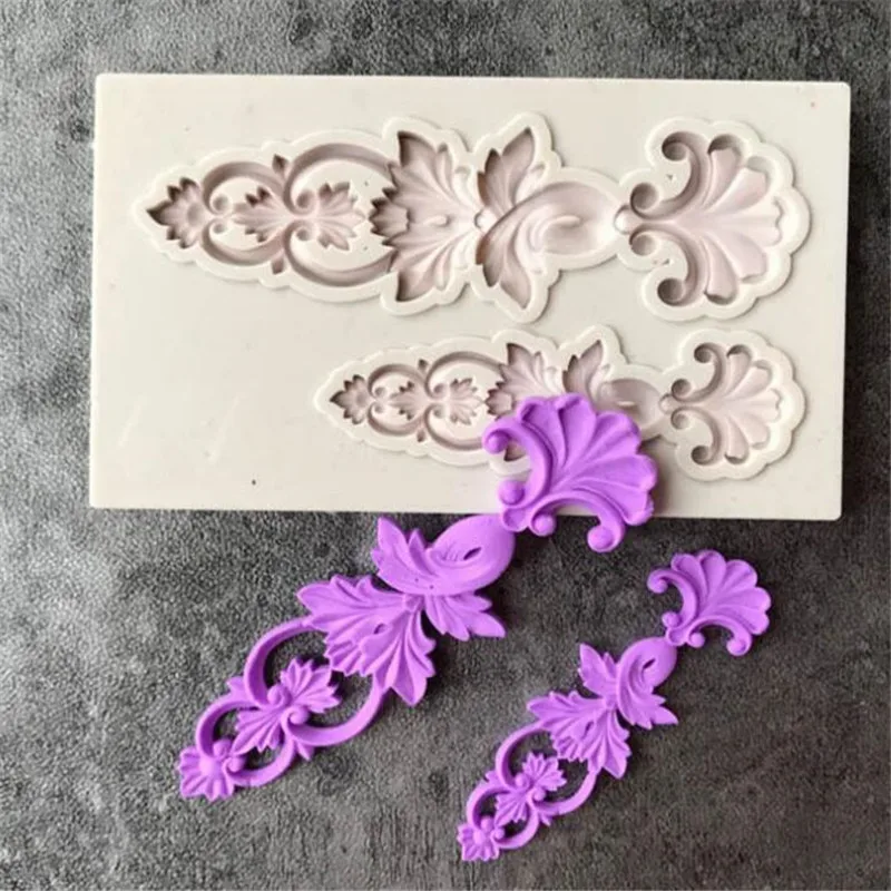 European Vintage Relief Silicone Fondant Lace Mold Gumpaste Chocolate Clay Candy Moulds Cake Border Fondant Mold Decorating Tool