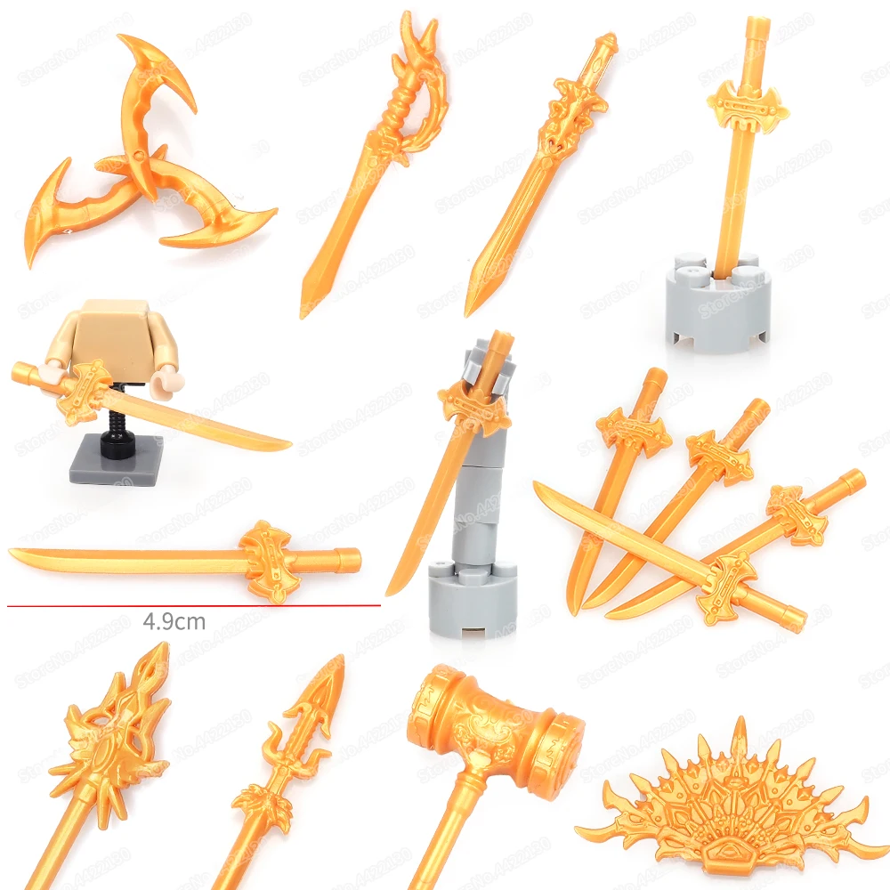 God Level Gold Shura Knife Magic Weapons Building Block Soul Master Figures Skill Asura Real Body Model Child Christmas Gift Toy