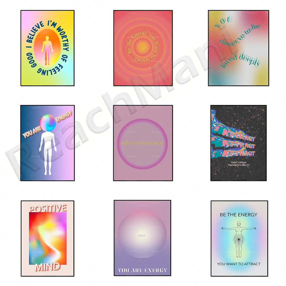 Become the energy you want to attract, protect your energy, halo poster, beautiful room decoration, grainy gradient, psychedelic