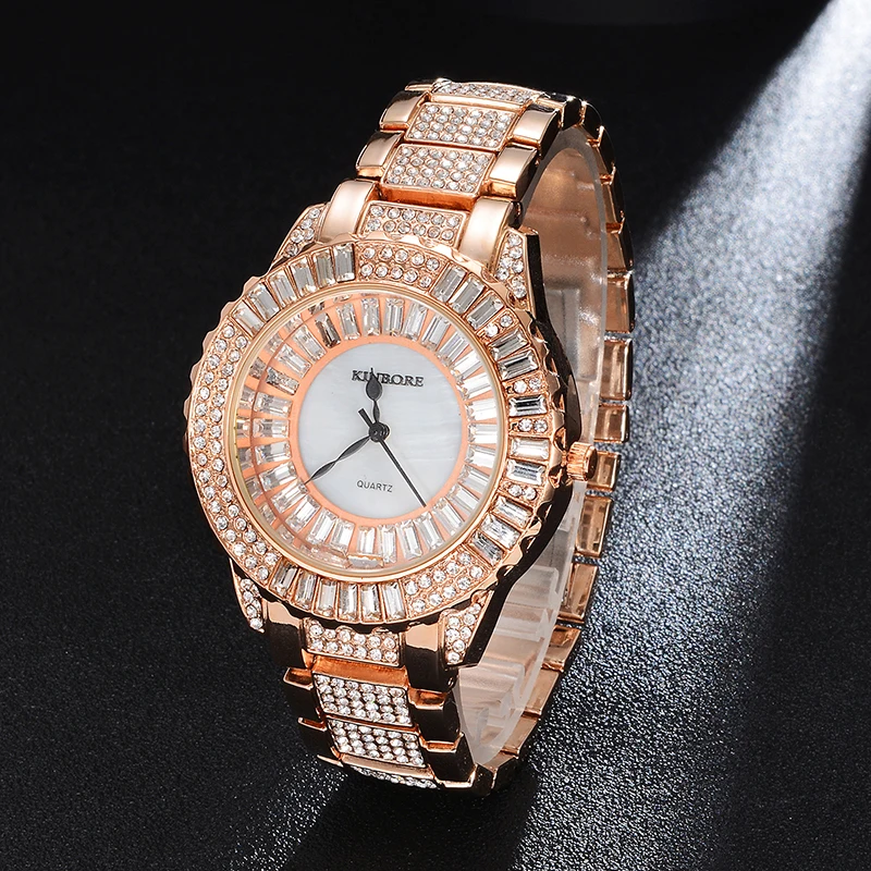 Hip Hop Luxury Mens Iced Out Waterproof Watches Date Quartz Wrist Watches With Micropave CZ Alloy Watch For Women Men Jewelry