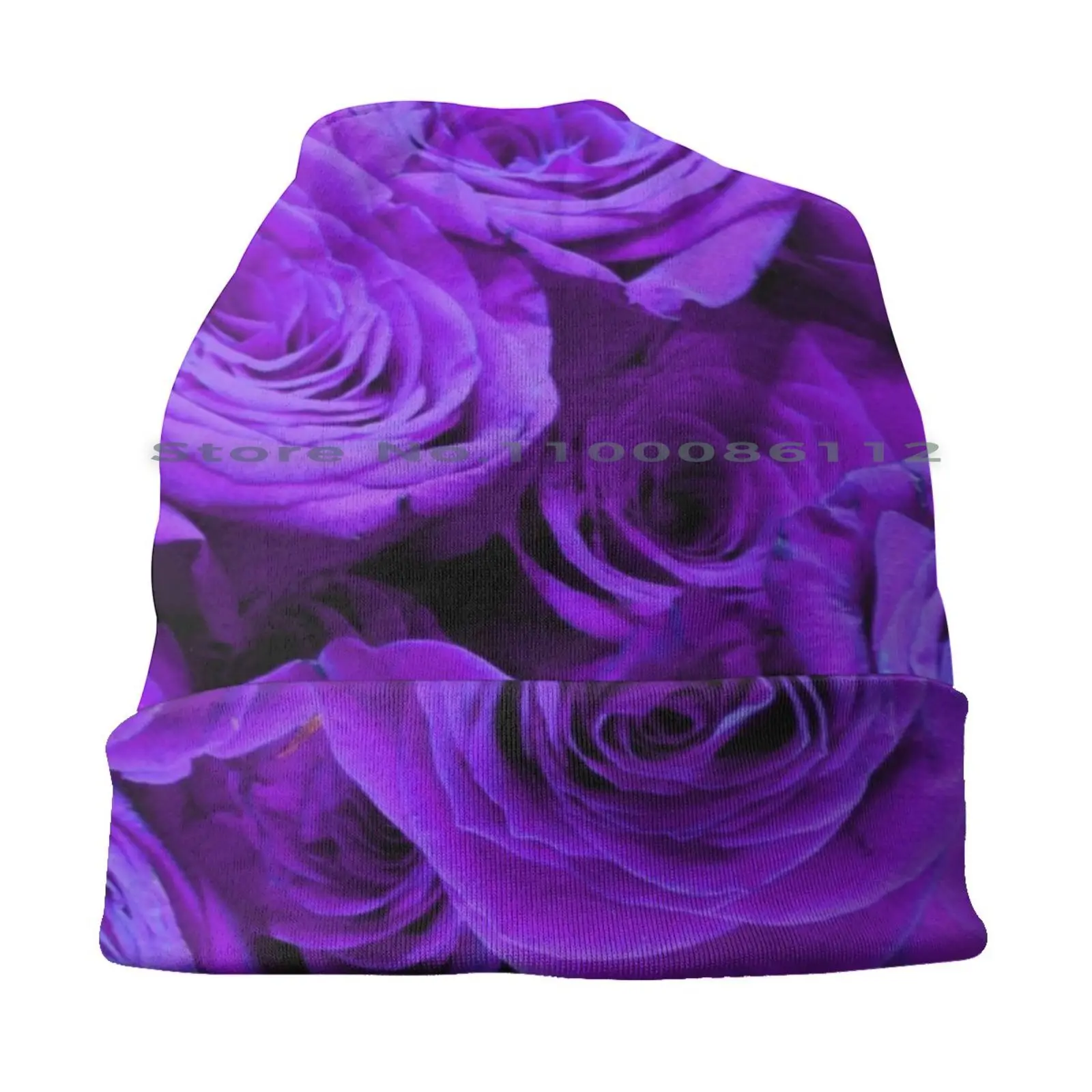 Purple Roses-Romantic Lavender Floral Photo Beanies Knit Hat Floral Purple Roses Purple Rose Photo Purple Rose Bouquet Romantic