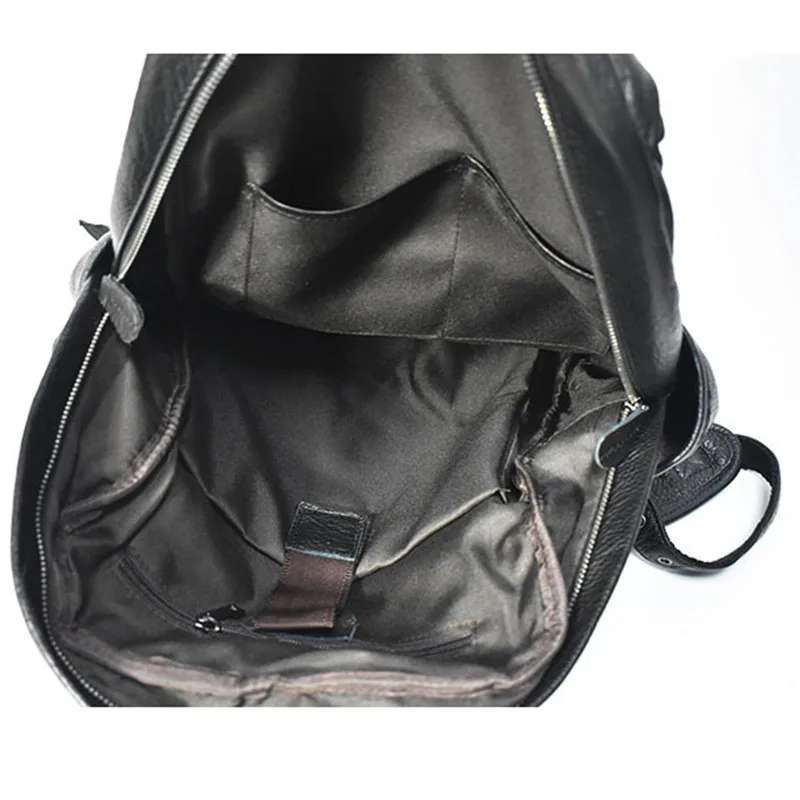 Vintage Black Large Capacity Man\'s Luxury Genuine Leather Backpack 16 Inch Laptop Fashionable Travel Casual Waterproof Back Bag