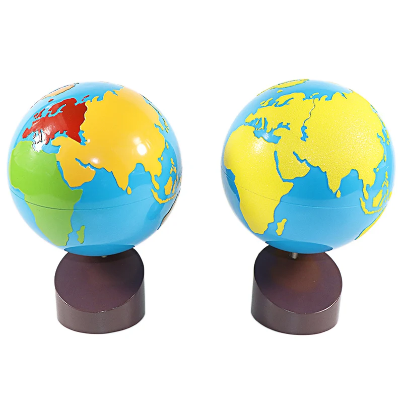 Montessori Geography Materials Globe of World Parts/ Continents Preschool Early Educational Equipment Kids Culture Learning Toys