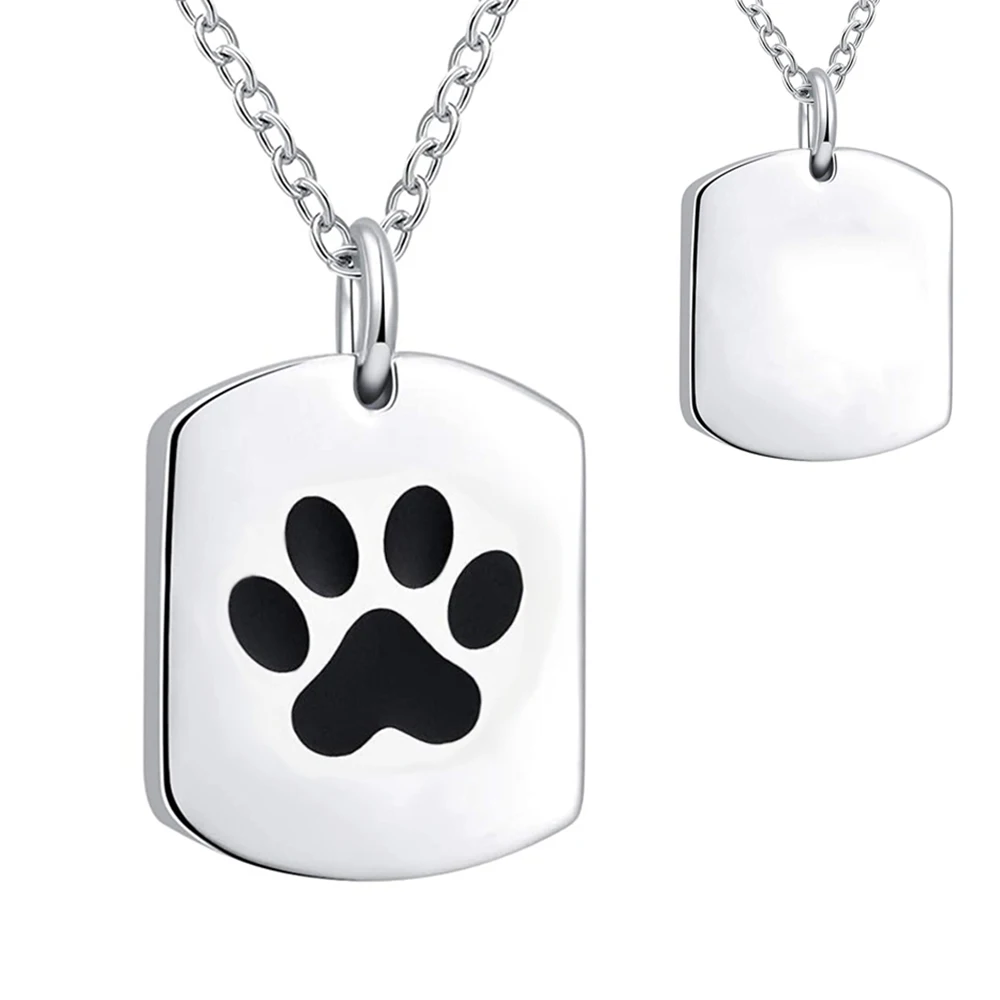 Paw Print Memorial Ash Jewelry Keepsake Cremation Pendant for Pet's Cat Dog's Ashes with Filling Kit 19mm*28mm