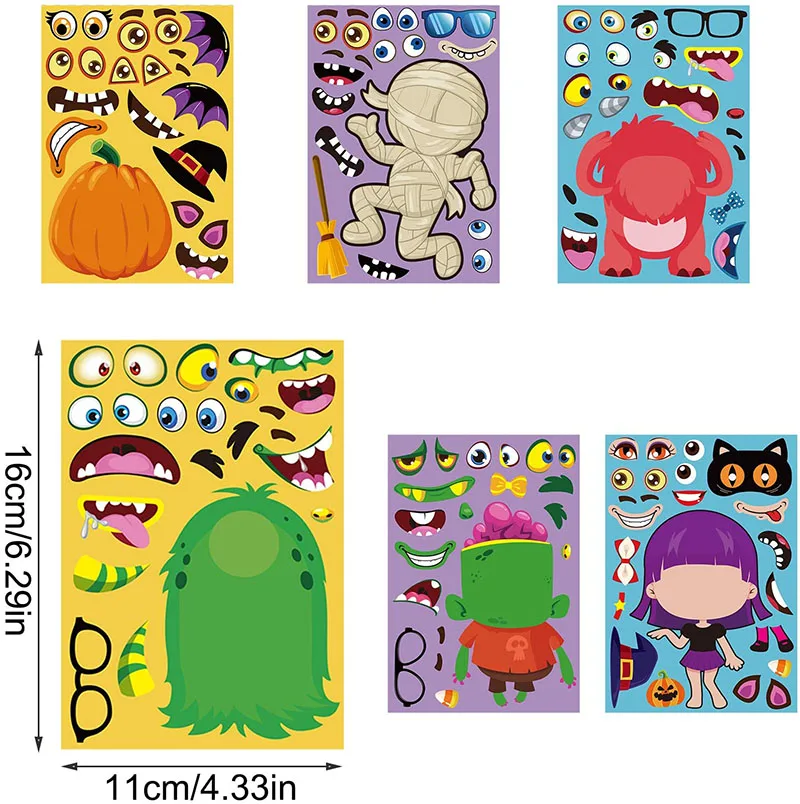 Make A Face Kids Stickers Puzzle Games Princess Costume Animal Assemble Jigsaw DIY Stickers Recognition Training Educational Toy