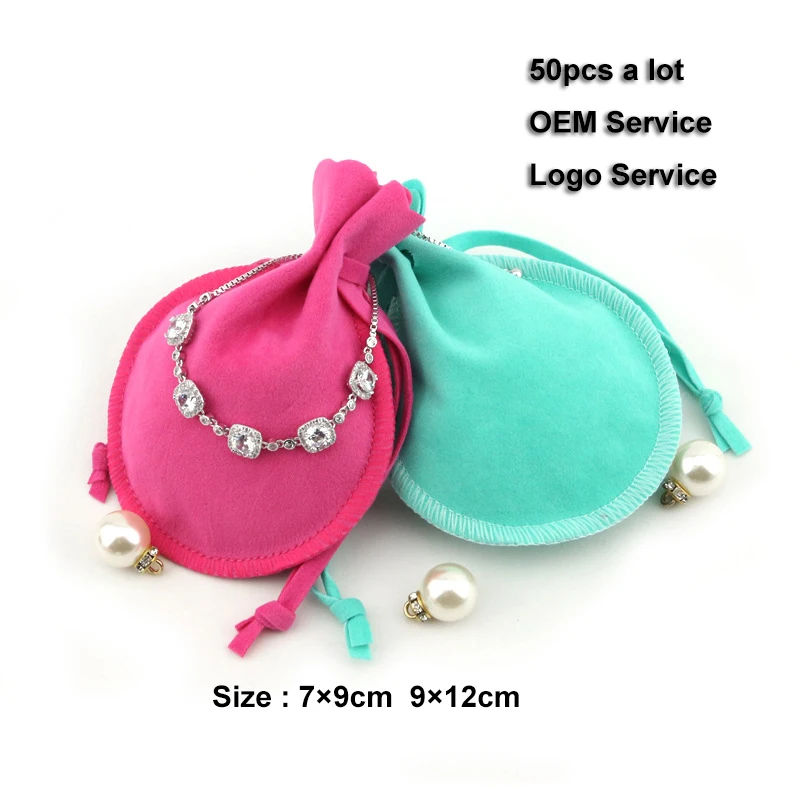 Drawstring Good Velvet Gift Bags Wedding Bags with Candy Bag 7×9cm 9×12cm Jewelry Packaging Macarons  Can Custom Logo 50pcs/lot