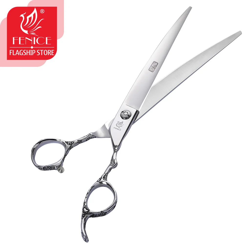 Fenice 8.0 inch Pet Grooming Scissors Rose Pattern Curved Dog Professional Shear JP440C