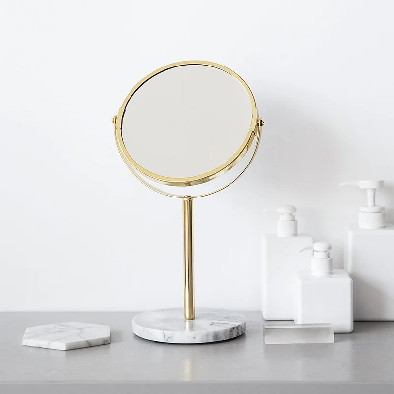 Máy Tính Để Bàn Vanity Mirror Di Động 360 Độ Xoay Tròn Nhỏ Gương Đứng Đá Cẩm Thạch HD 2 Mặt Gương Gương Cho phòng Ngủ